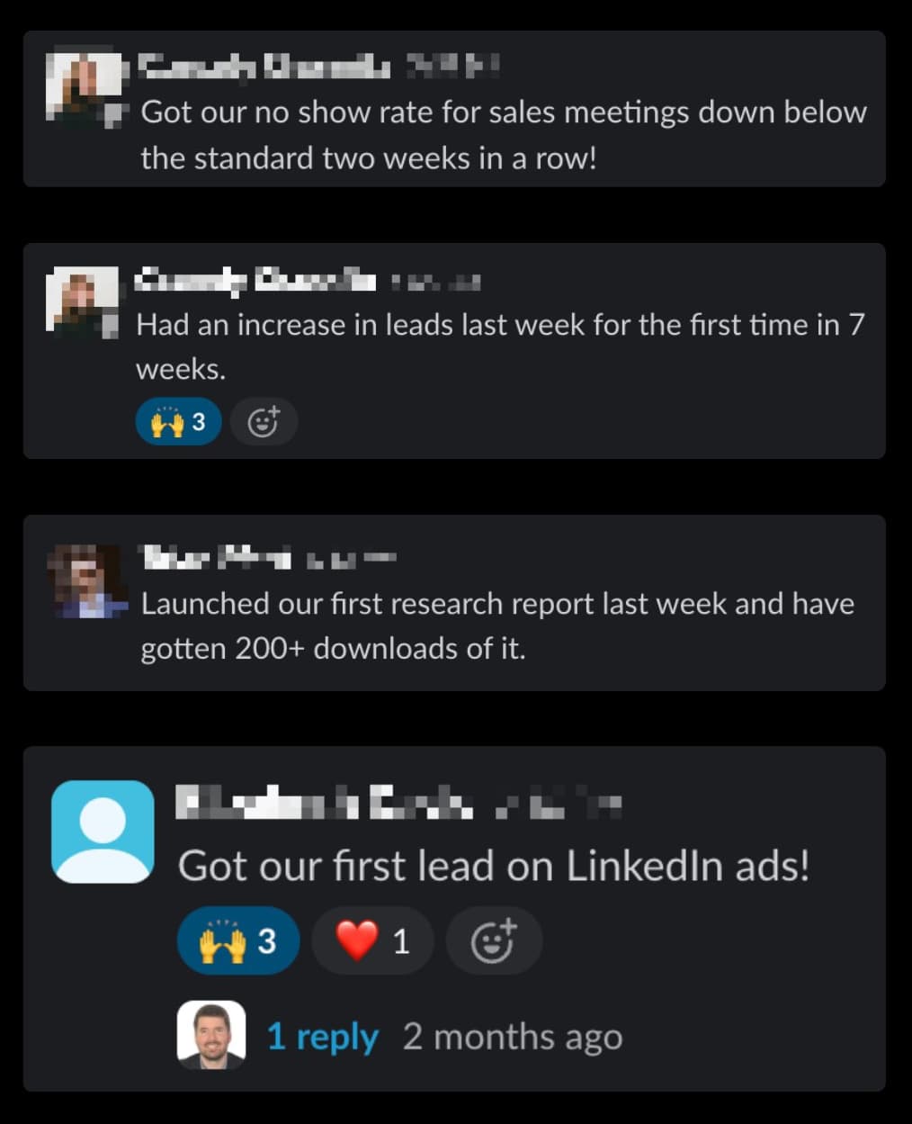 Client testimonials